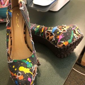 ALba Leopard & Denim Jennifer Distressed sexy platform Alba Bontanica